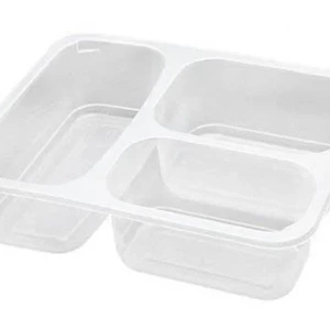Üç Bölmeli Plastik Servis Yemek Kabı 50 Adet X 10 PAKET 